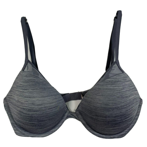 Victoria's Secret Bra Womens Sz 34D Heather Gray Padded Plunge Adjustable Straps - Picture 1 of 7